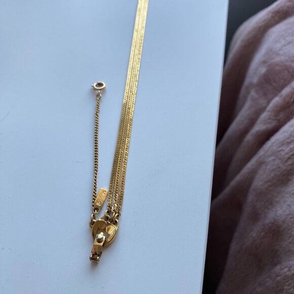 Vintage Signed Monet Gold Tone Tennis Bracelet Safety Chain 90s Costume Jewelry - Picture 4 of 16